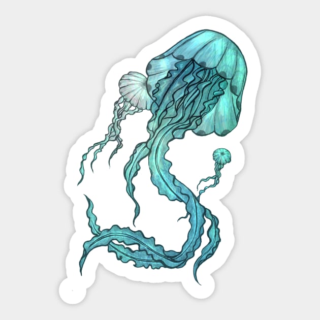 Turquoise Jellyfish Sticker by Olooriel